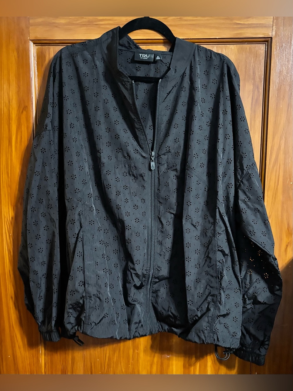 TRU by Torrid Black Eyelet Zip Front Jacket Size 2
